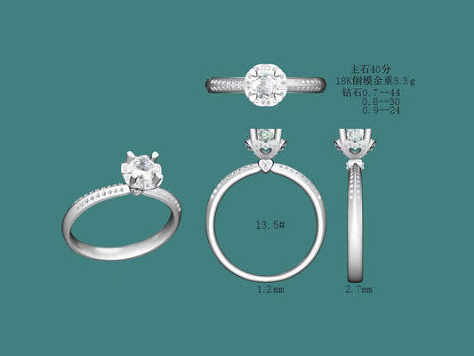 3# 18K gold Custom Jewelry 18K Ring Example Presentation